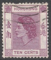 Hong Kong. 1954-62 QEII. 10c Reddish-Violet Used. SG 179b - Used Stamps