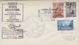 Argentina 1973 Heli Flight From Base Marambio To Base San Martin 3 Dec 1973 Cover (27606) - Polare Flüge