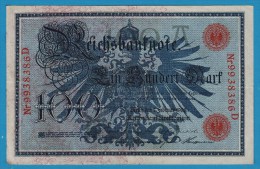 DEUTSCHES REICH 100 MARK 7.02.1908  Alpha 9938386D  P#33a - 100 Mark