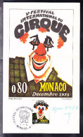 MONACO Y&T 1039 Sur CARTE SOUVENIR, CIRQUE. (6BL22) - Lettres & Documents