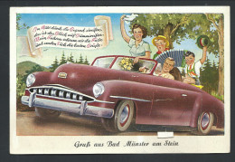 T. CPA - Fantaisie - Gruss Aus BAD MUNSTER AM STEIN - MUENSTER - Système Mini Dépliant - Auto - Car  // - Bad Münster A. Stein - Ebernburg