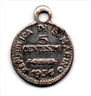 Petite Piéce Ou Médaille  De Saint-marin De 5 Centesimi 1936 - Errors & Oddities