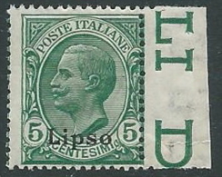 1912 EGEO LIPSO EFFIGIE 5 CENT MNH ** - M54-6 - Aegean (Lipso)