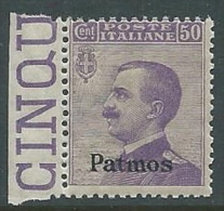 1912 EGEO PATMO EFFIGIE 50 CENT MNH ** - M57-5 - Egeo (Patmo)