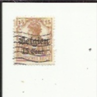 Timbre 15 C Sur 15--Timbre Allemand Surchargé-Belgiett_1 Partie_Perforé ( ? )  Bon Etat 1917_manque 1 Dent - 1909-34