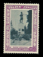 B04-30 CANADA Vancouver Golden Jubilee 1936 MNH 05 Burns Monument - Local, Strike, Seals & Cinderellas