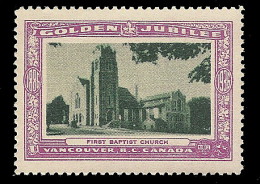 B04-41 CANADA Vancouver Golden Jubilee 1936 MNH 20 First Baptist Church - Local, Strike, Seals & Cinderellas
