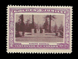 B04-43 CANADA Vancouver Golden Jubilee 1936 MNH 24 Harding Memorial - Local, Strike, Seals & Cinderellas