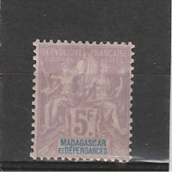 Madagascar Et Dépendances__ 1896 5F Lilas - Gebraucht