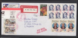 USA 290 Cover Brief Postal History Air Mail Personalities Aviation Flowers Roses - Poststempel