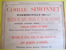 Encart Publicitaire/Art Chrétien/Nicot/Vendeuvre/AUBE/Filature/Warmeriville/MARNE/Didot-Bottin/1905  ILL83 - Textile & Clothing