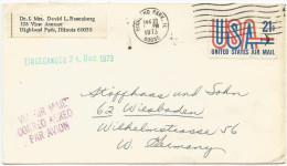 USA 1967 20c Blue Jays On Cover To Germany USED - Autres & Non Classés
