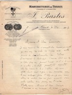 VP3572 - Tabac - Lettre Des Manufactures De Tabacs P. BASTOS à ORAN Pour  Mr Th. SCHLOESING à PARIS - Documents