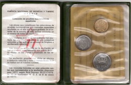 Pruebas Numismáticas : Fabrica Nacional De Moneda Y Timbre Madrid : Mint Set De 3 Pièces 1977 Avec La Pochette -  Colecciones