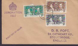 Nyasaland BLANTYRE 1937 Cover Brief GVI. Coronation Issue Complete Set - Nyasaland (1907-1953)