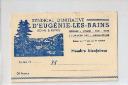 Carte  Du  Syndicat  D' Iniciative  D' Eugenie  Les  Bains - Labor Unions