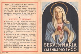 04056 "SEGRETARIATO GENERALE MISSIONI DEL SERVI DI MARIA - ROMA - MADONNINA DELLE LACRIME" CALENDARIO 1955 - Formato Grande : 1941-60