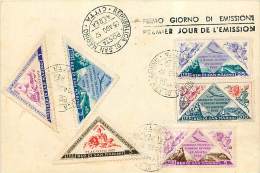 FIORI AEREA DEL 1952 - PRIMO GIORNO - RACCOMANDATO VIAGGIATO - Lettres & Documents