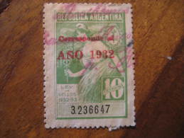 Corresponde Al AÑO 1932 Overprinted 1933 Ley De Sellos 10 Centavos Revenue Fiscal Tax Postage Due Official Argentina - Officials