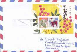 Japan Air Mail Par Avion Line Cds. ANAN 2002 Cover Brief Denmark Block 189 Miniature Sheet New Year Horse Pferd Cheval - Storia Postale