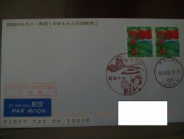 Japan Pictorial Scenic Landscape Redbrown Postmark From Kochi Geisha With Parasol On Cover To Germany - Covers & Documents