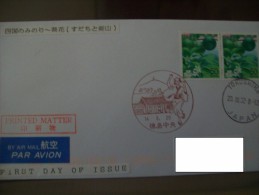 Japan Pictorial Scenic Landscape Redbrown Postmark From Tokushima On Cover To Germany - Storia Postale