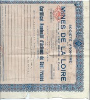 Mines De La Loire/Certificat Nominatif D´Actions De  Cent Francs/Paiement Dividendes/Chaix/Paris/1943    ACT98 - Bergbau