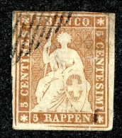 9983  Switzerland 1854 Zumstein #22Aa  (o)  Michel #13 Ia (cat.1500.€) - Usados