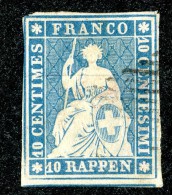 9985  Switzerland 1854 Zumstein #23Aa  (o)  Michel #14 Ia - Usati