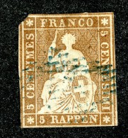 9991  Switzerland 1854 Zumstein #22A  (o)  Michel #13 Ib - Usati