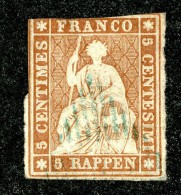 9994  Switzerland 1854 Zumstein #22A  (o)  Michel #13 Ib - Usados