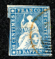 9998  Switzerland 1854 Zumstein #23A  (o)  Michel #14 I B - Usados