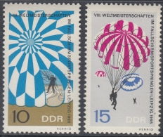 DDR 1966 Parachute Jumping World Championships. Mi 1193-1194 MNH - Kunst- Und Turmspringen