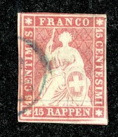 10002  Switzerland 1854 Zumstein #24A  (o)  Michel #15 I B - Usati