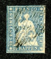 10008  Switzerland 1854-55 Zumstein #23B  (o)  Michel #14 IIAym - Usati