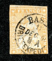 10020  Switzerland 1854-55 Zumstein #25B  (o)  Michel #16 IIAym - Gebraucht