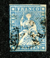 10026  Switzerland 1855 Zumstein #23Ca  (o)  Michel #14 IIAyob Milch Blau - Gebraucht