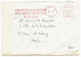 1988 - RARE ENVELOPPE De L'ACCIDENT De L'AEROPOSTALE Du 29-01-88 De ST GIRONS (ARIEGE) Pour PARIS Avec EMA - Unfallpost