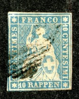 10050  Switzerland 1856-57 Zumstein #23E  (o)  Michel #14 IIBzo - Gebraucht