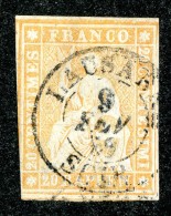 10053  Switzerland 1857 Zumstein #25F  (o)  Michel #16 II Bzm  Thin Paper - Usados