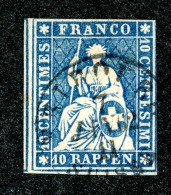 10069  Switzerland 1862 Zumstein #23G  (o)  Michel #14 IIBym - Usati