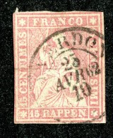 10077  Switzerland 1862 Zumstein #24G  (o)  Michel #15 IIBym - Gebraucht