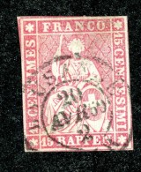 10078  Switzerland 1862 Zumstein #24G  (o)  Michel #15 IIBym - Usati