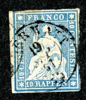 10093  Switzerland 1854-55 Zumstein #23C  (o)  Michel #17 IIAyo - Usati