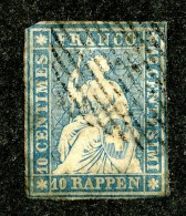 10101  Switzerland 1854 Zumstein #23A  (o)  Michel #14 I B - Usados