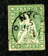 10106  Switzerland 1858 Zumstein #26G (o)  Michel #17 IIBym - Usados