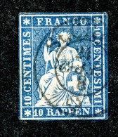 10108  Switzerland 1855 Zumstein #23C (o)  Michel #14 IIAyo - Usados