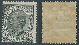 1921-22 EGEO SIMI EFFIGIE 15 CENT MH * - K147 - Ägäis (Simi)
