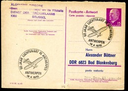 60 Years AVIATION ANTWERP 1970 On East German Postal Card P74A Private Print #1 - Herdenkingsdocumenten