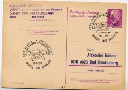 Philatelie C.R.T.T. BRUXELLES 1970 Sur R.D.A. Carte Postale Réponse P74A Imprimé Priveé #1 - Herdenkingsdocumenten